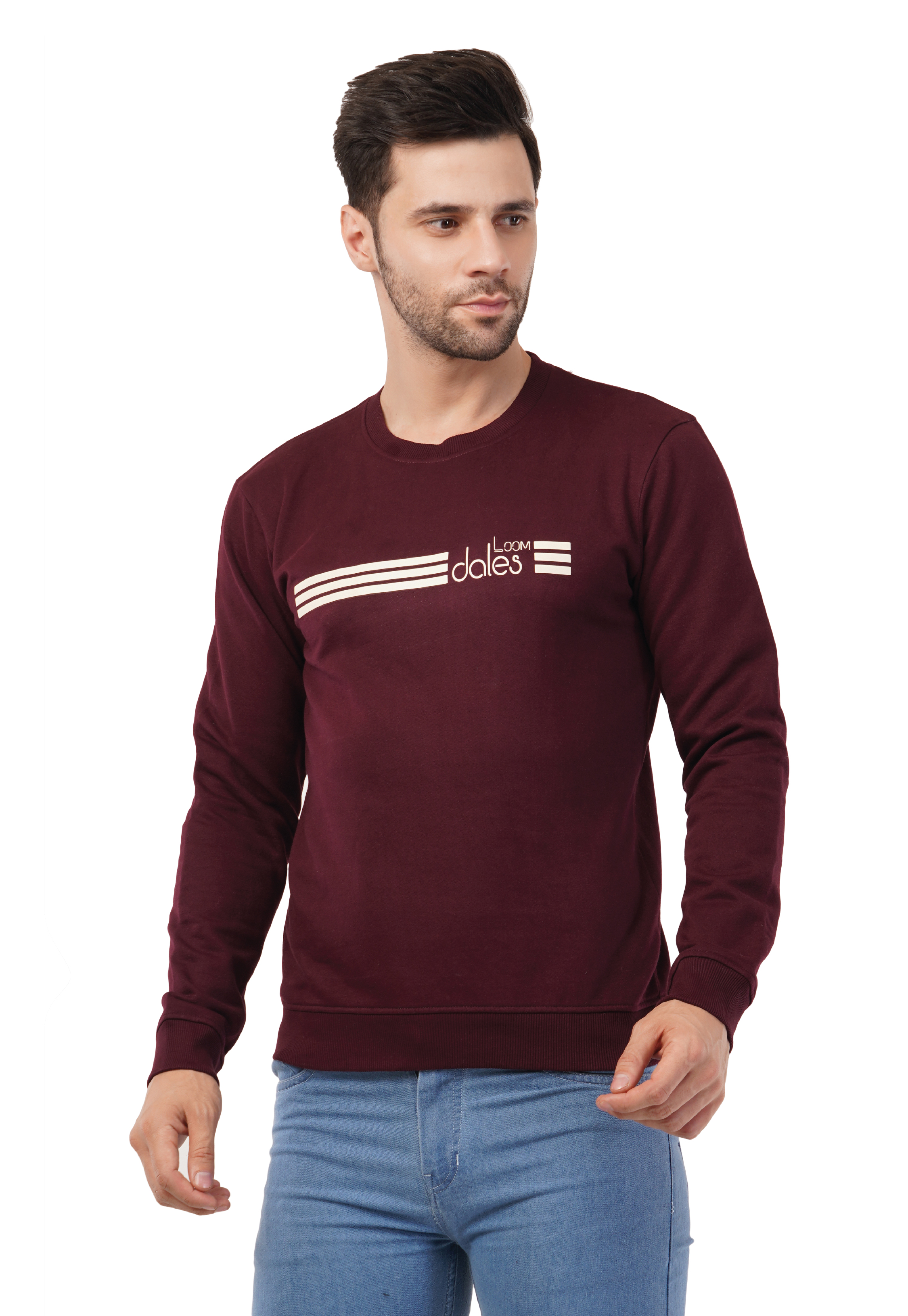 MALE SWEATSHIRT WITH SILICON HD PRINT WINE COLOR