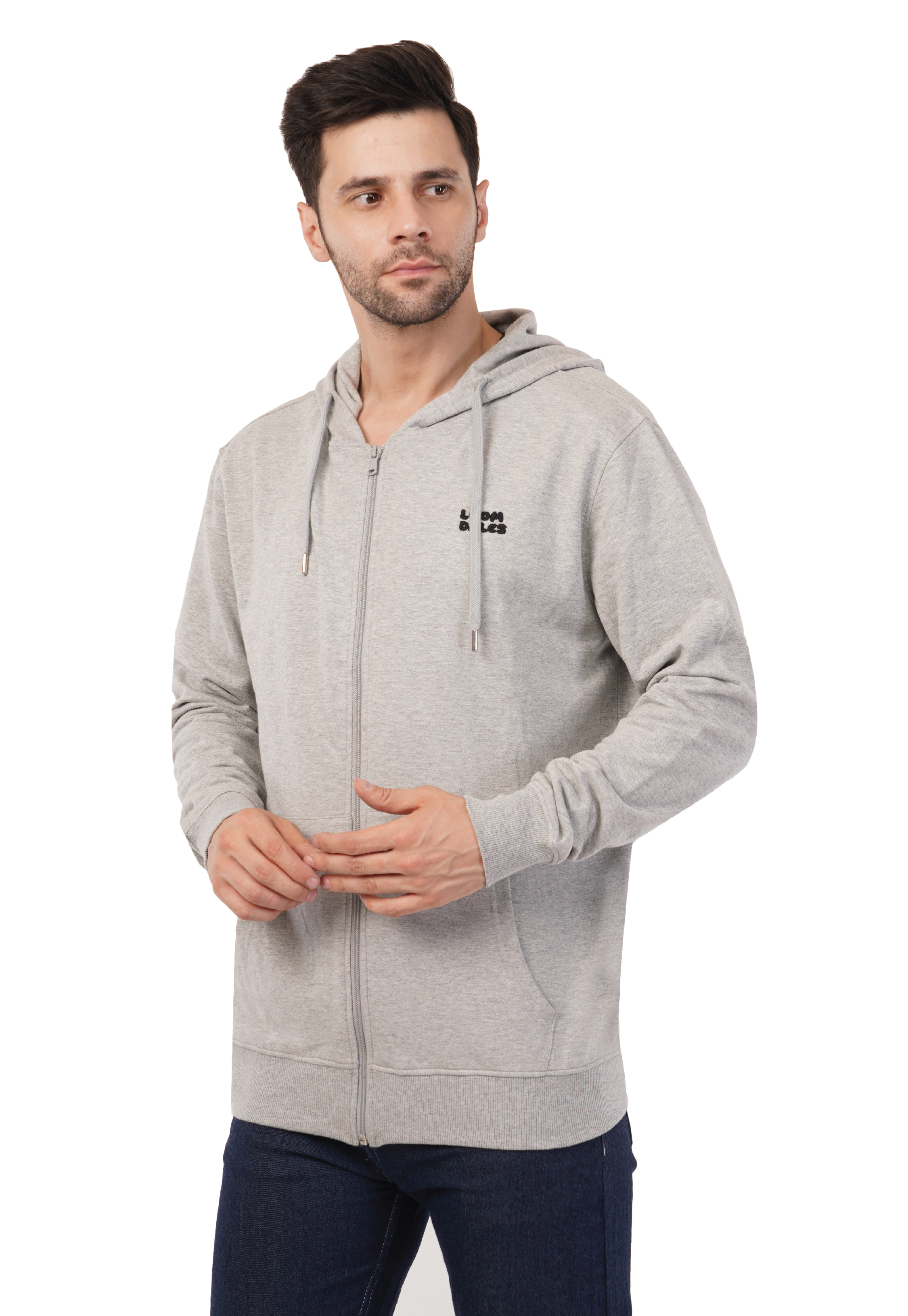 MALE HOODED SWEATSHIRT LIGHT GREY