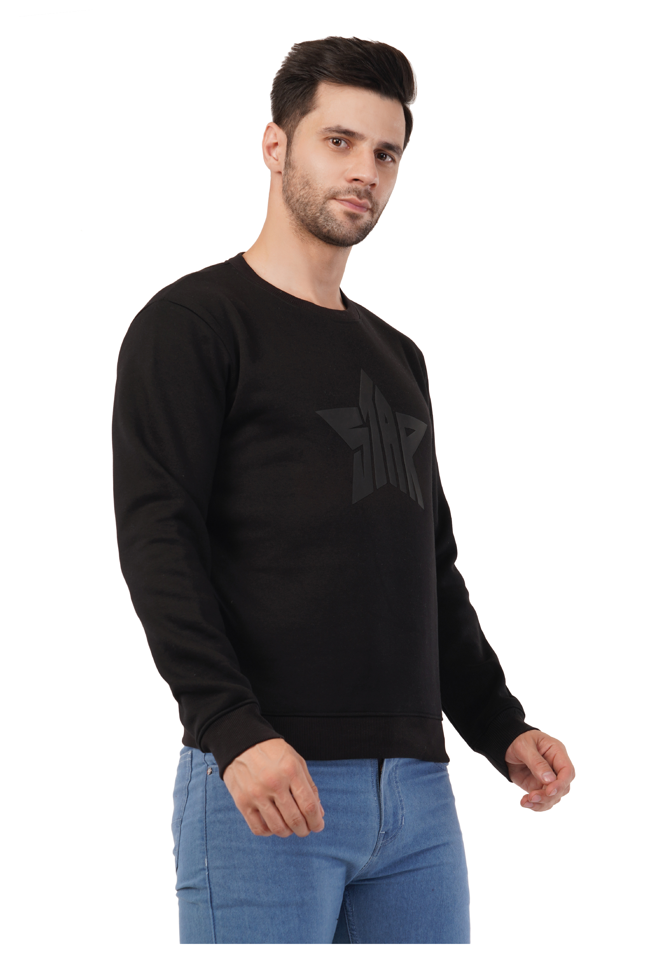 MALE SWEATSHIRT WITH SILICON HD PRINT BLACK