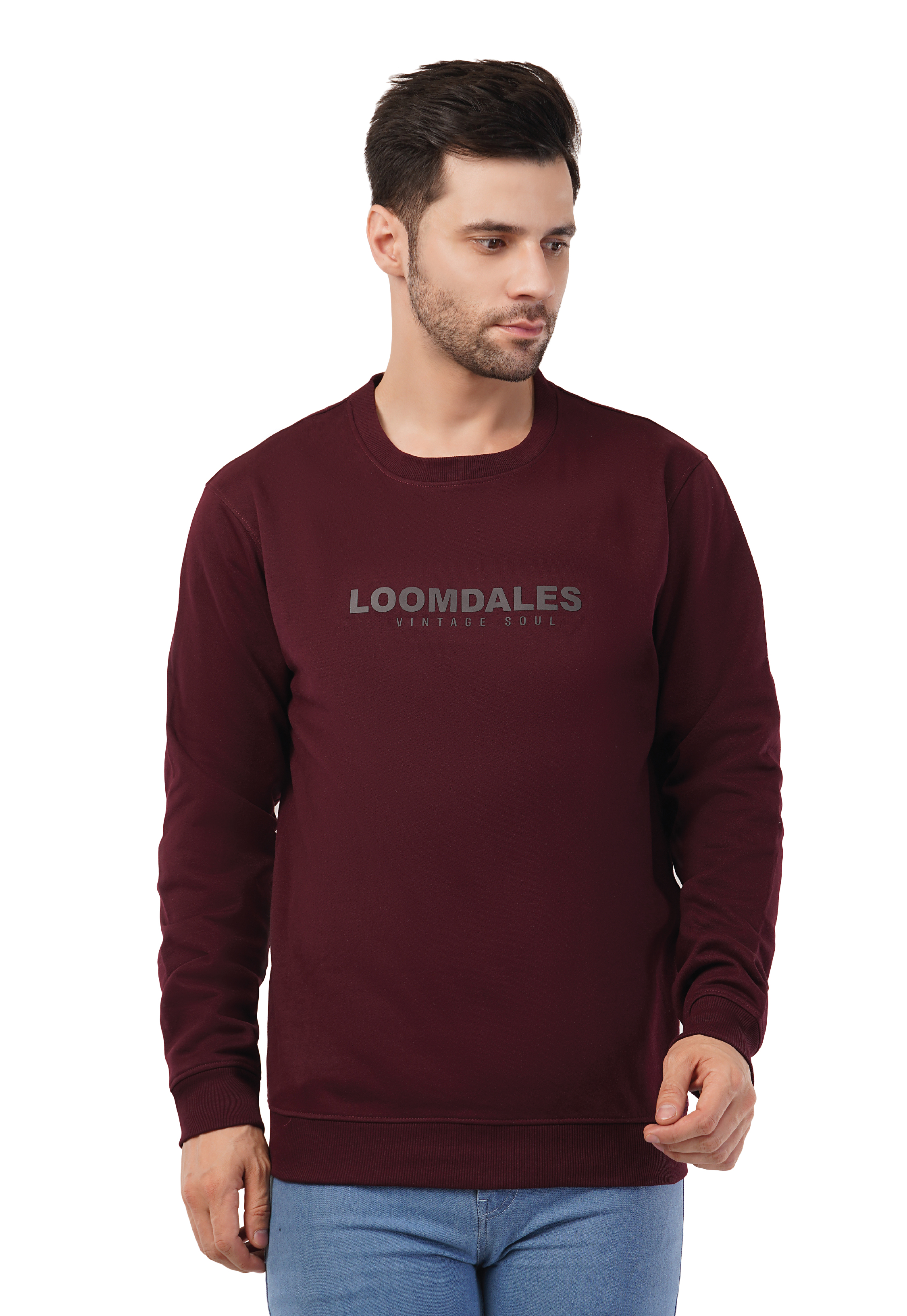 MALE SWEATSHIRT WITH SILICON PRINT WINE COLOR