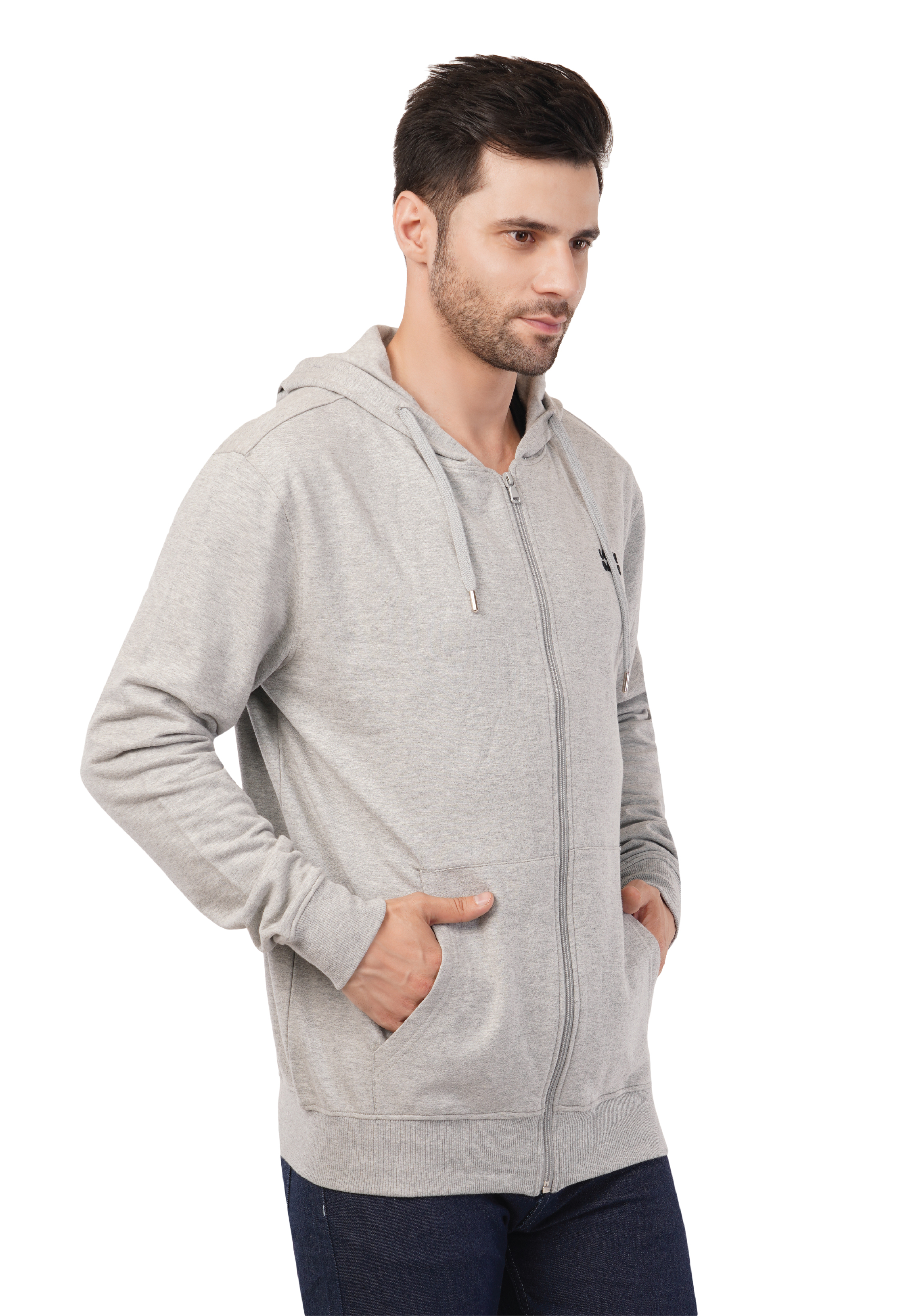 MALE HOODED SWEATSHIRT LIGHT GREY