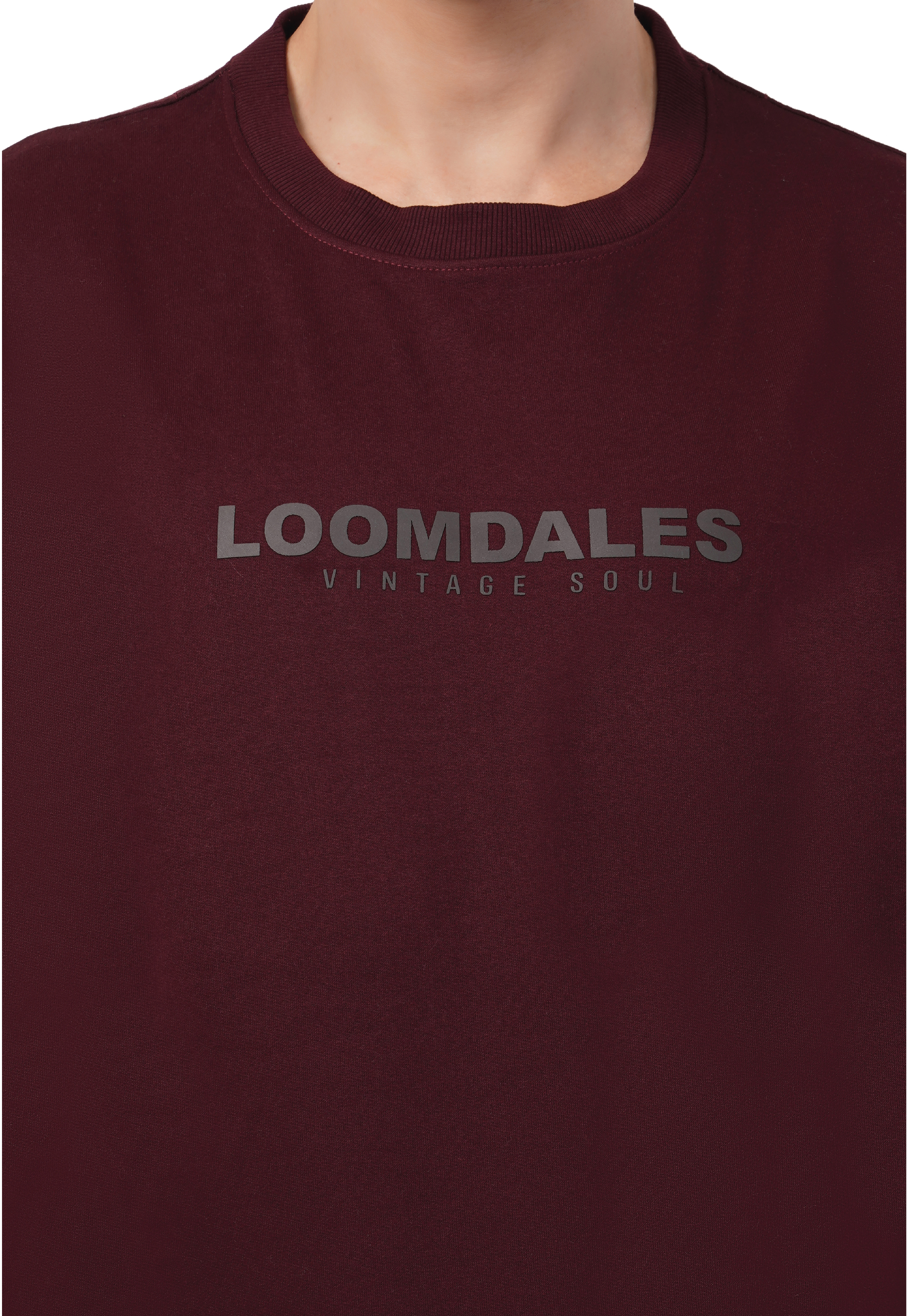 MALE SWEATSHIRT WITH SILICON PRINT WINE COLOR