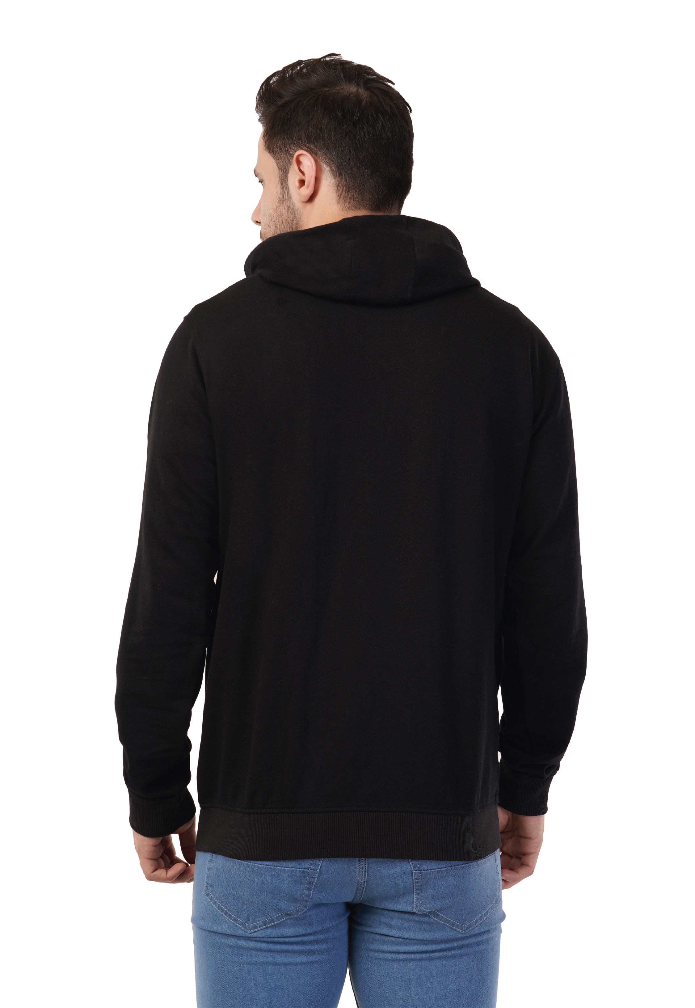 MALE HOODED SWEATSHIRT TERRY BLACK