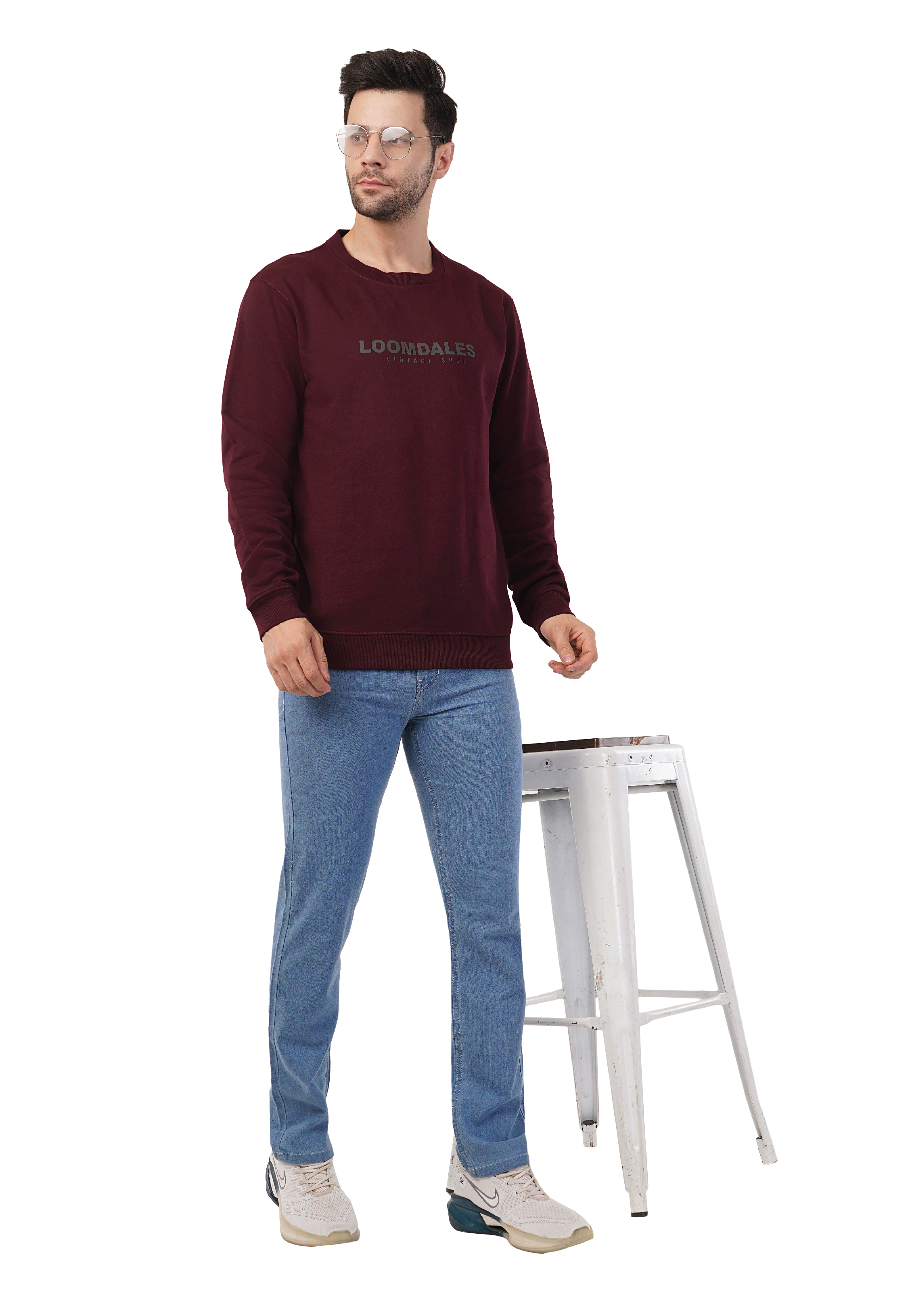 MALE SWEATSHIRT WITH SILICON PRINT WINE COLOR