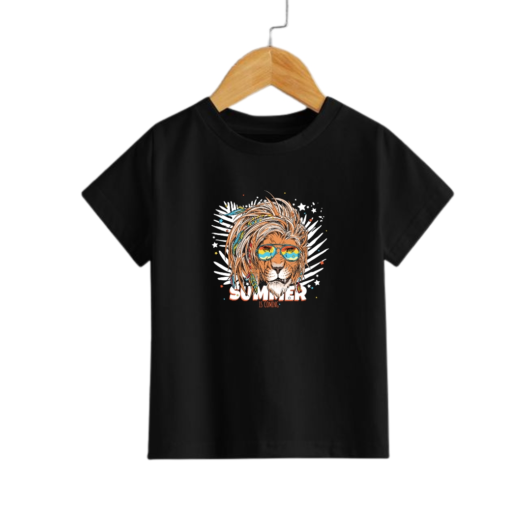 SUMMER IS COMING PURE BLACK KIDS T-SHIRT