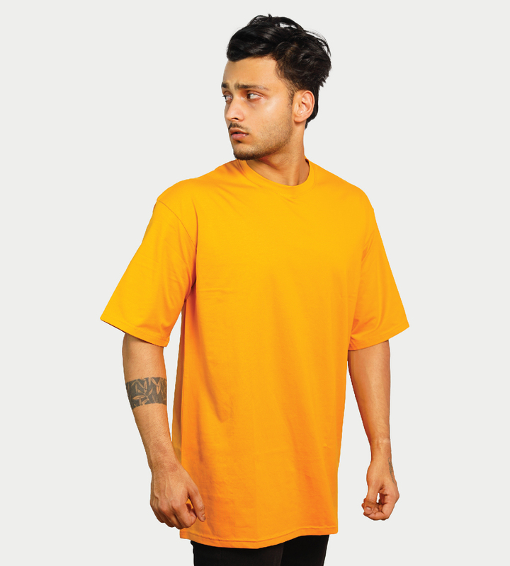 MALE LOOSE FIT T-SHIRT MUSTARD COLOR MALE LOOSE FIT T-SHIRT MUSTARD COLOR