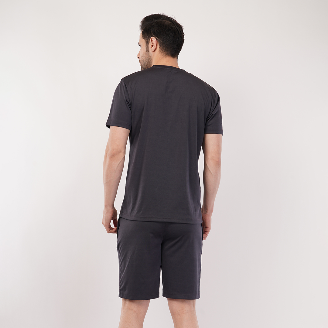 Men's Sports & T-Shirt Set - Zurich 4-Way Lycra, 240-250 GSM, Dark Grey (S, M, L) | Stretchable & Breathable Activewear Men's Sports & T-Shirt Set - Zurich 4-Way Lycra, 240-250 GSM, Dark Grey (S, M, L) | Stretchable & Breathable Activewear