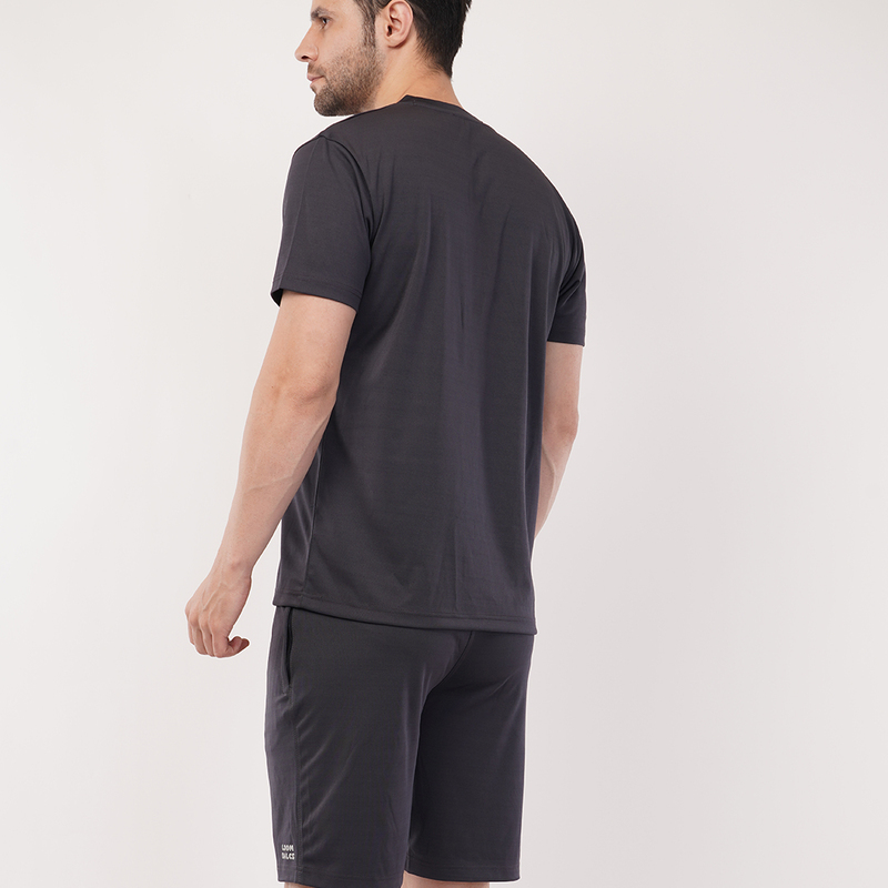 Men's Sports & T-Shirt Set - Zurich 4-Way Lycra, 240-250 GSM, Dark Grey (S, M, L) | Stretchable & Breathable Activewear Men's Sports & T-Shirt Set - Zurich 4-Way Lycra, 240-250 GSM, Dark Grey (S, M, L) | Stretchable & Breathable Activewear