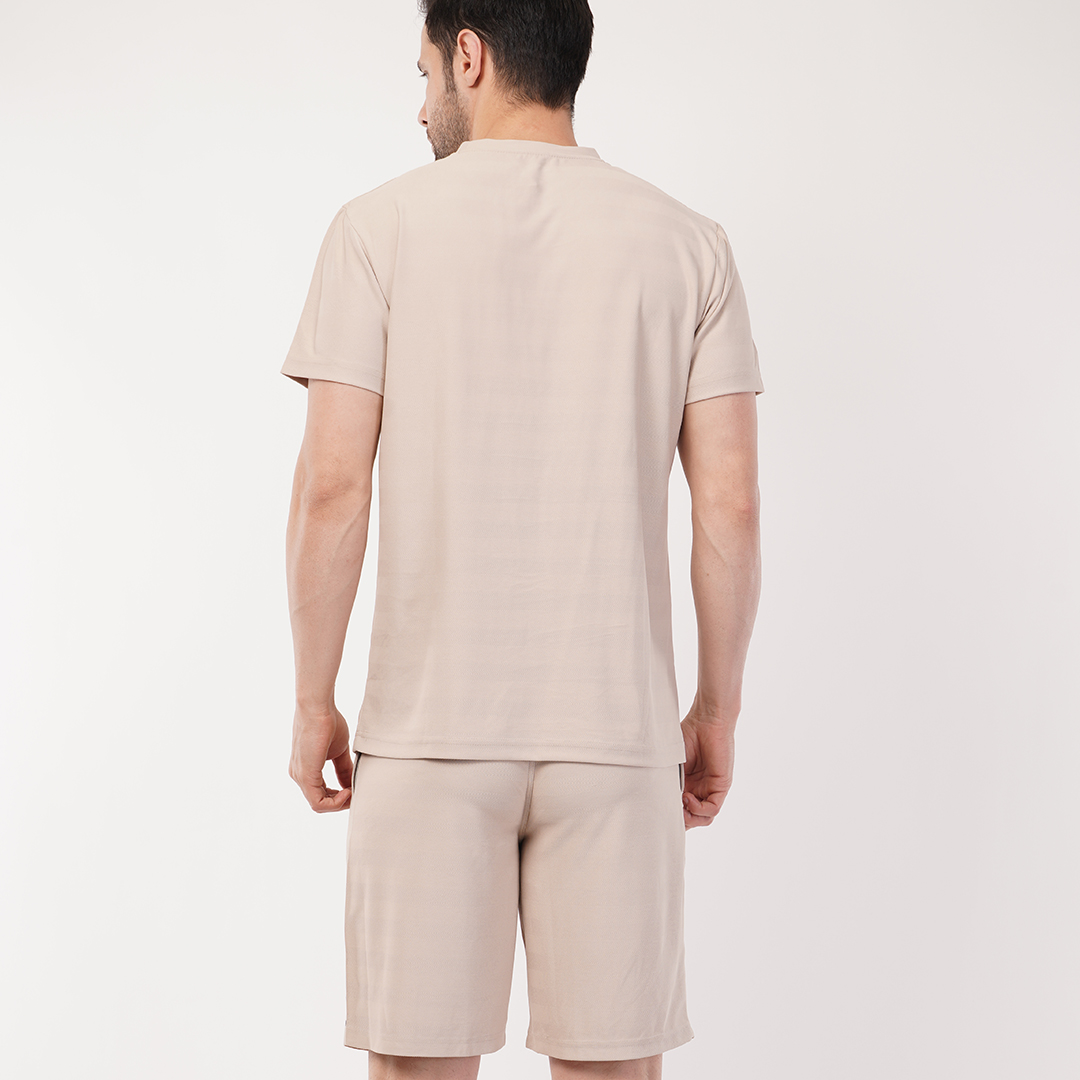 Men's Sports T-Shirt & Shorts Set | SAP Herringbone 170 GSM | Beige | Shop Now Men's Sports T-Shirt & Shorts Set | SAP Herringbone 170 GSM | Beige | Shop Now