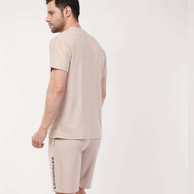 Men's Sports T-Shirt & Shorts Set | SAP Herringbone 170 GSM | Beige | Shop Now Men's Sports T-Shirt & Shorts Set | SAP Herringbone 170 GSM | Beige | Shop Now