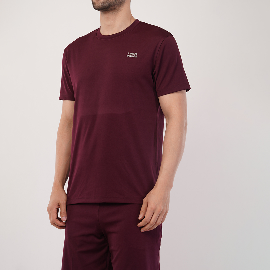 Men's Sports & T-Shirt Set - Zurich 4-Way Lycra, 240-250 GSM, Wine Color (S, M, L) | Stretchable & Breathable Activewear Men's Sports & T-Shirt Set - Zurich 4-Way Lycra, 240-250 GSM, Wine Color (S, M, L) | Stretchable & Breathable Activewear