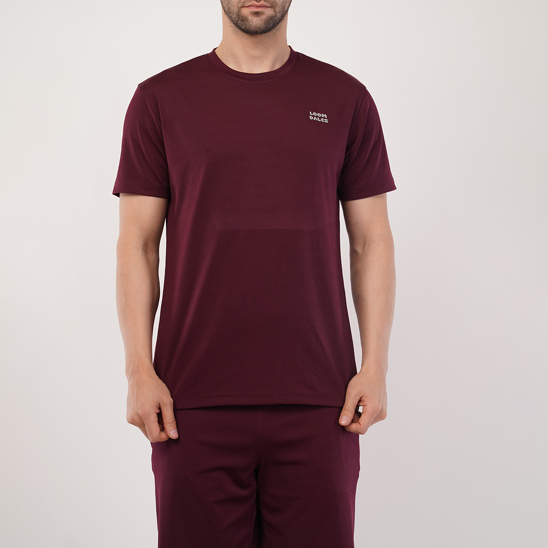 Men's Sports & T-Shirt Set - Zurich 4-Way Lycra, 240-250 GSM, Wine Color (S, M, L) | Stretchable & Breathable Activewear Men's Sports & T-Shirt Set - Zurich 4-Way Lycra, 240-250 GSM, Wine Color (S, M, L) | Stretchable & Breathable Activewear